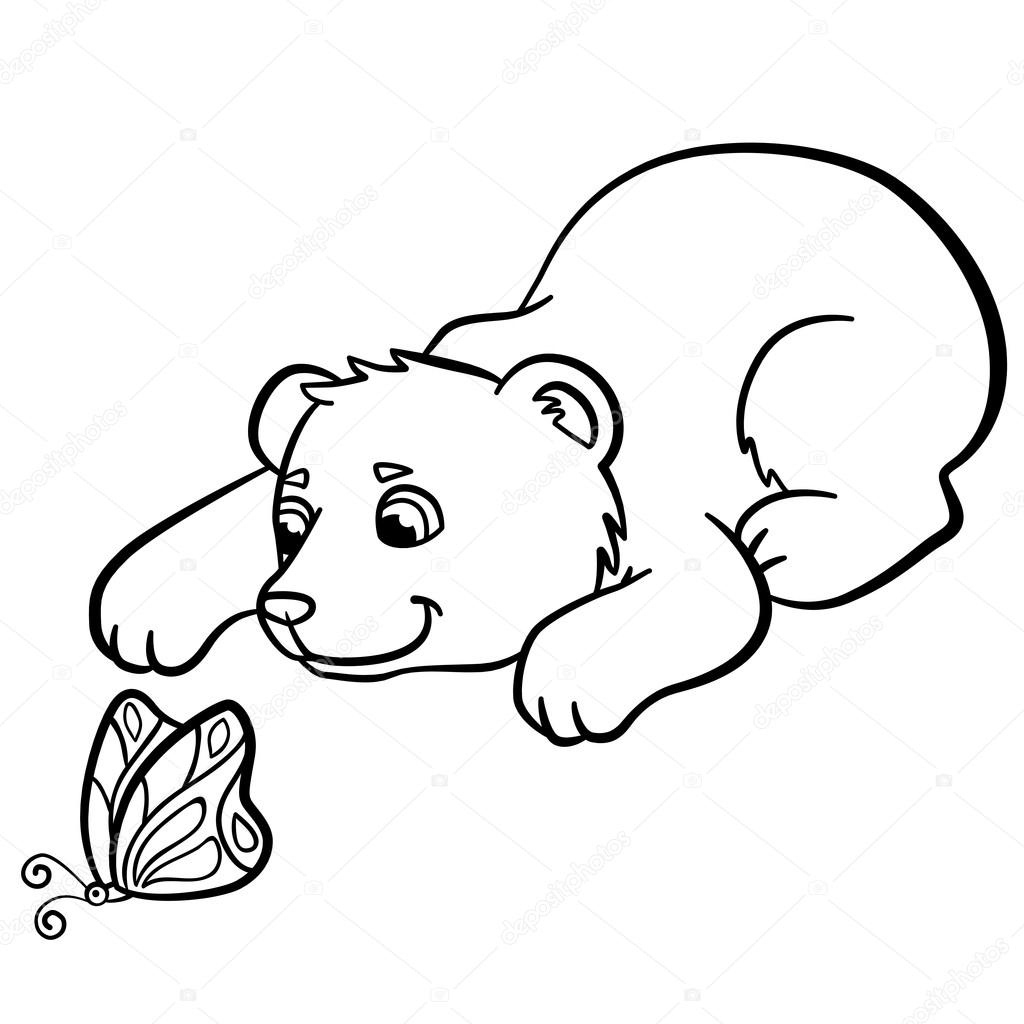 Kleurplaten. Wilde Dieren. Kleine Schattige Baby Beer — Stockvector  Populair Baby Tekeningen   Beste  Populair Baby Tekeningen